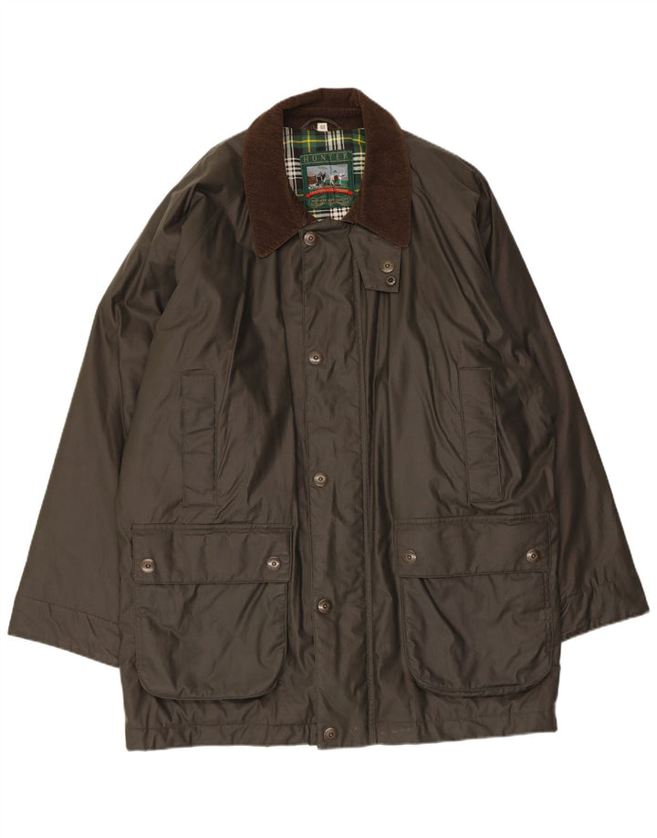 Hunter Mens Waxed Cotton Jacket IT 52 XL Khaki Cotton