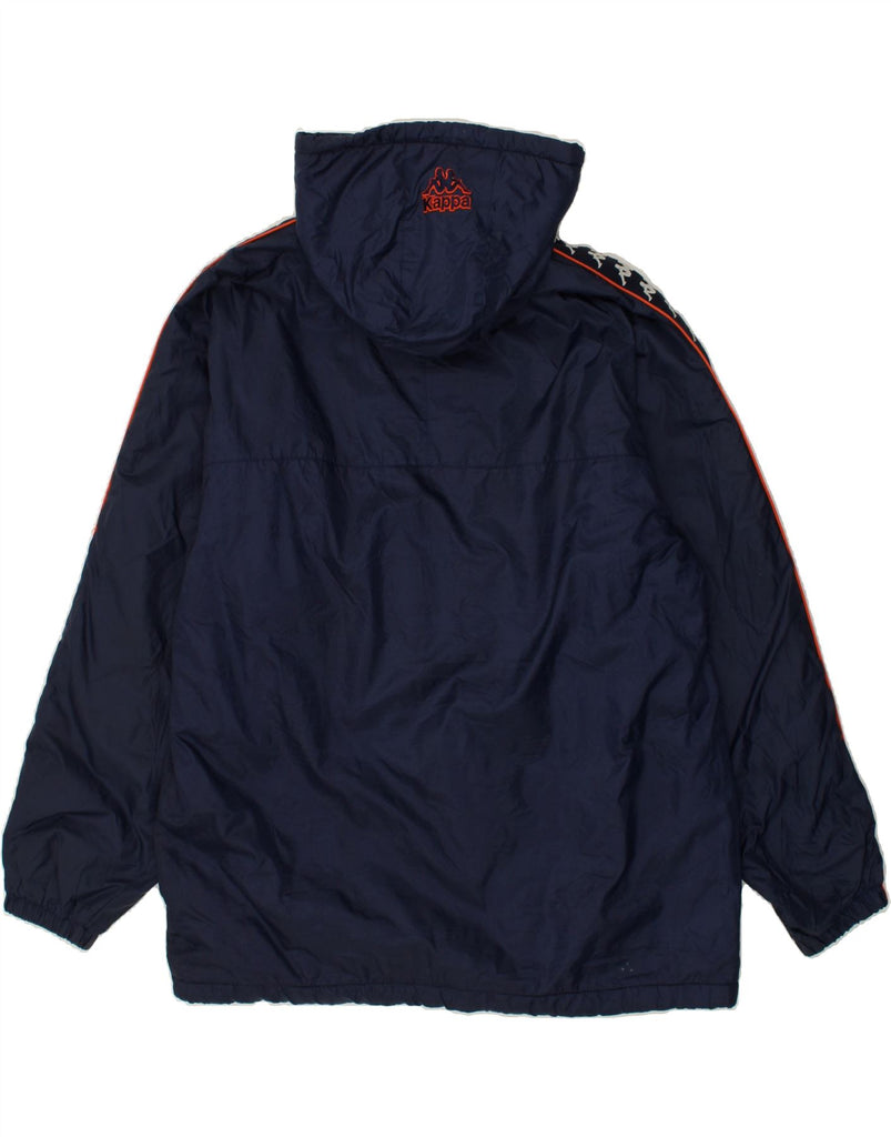 KAPPA Mens Hooded Windbreaker Jacket UK 40 Large Navy Blue Nylon | Vintage Kappa | Thrift | Second-Hand Kappa | Used Clothing | Messina Hembry 