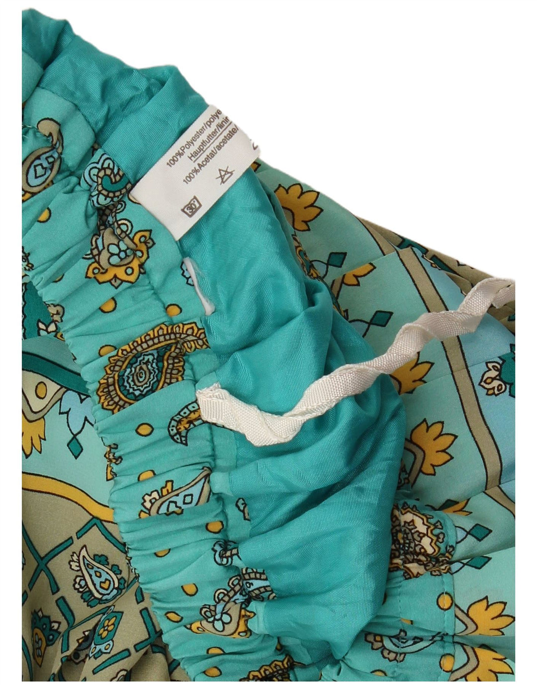 VINTAGE Womens Knife Pleated Skirt W32 Large  Turquoise Paisley Polyester