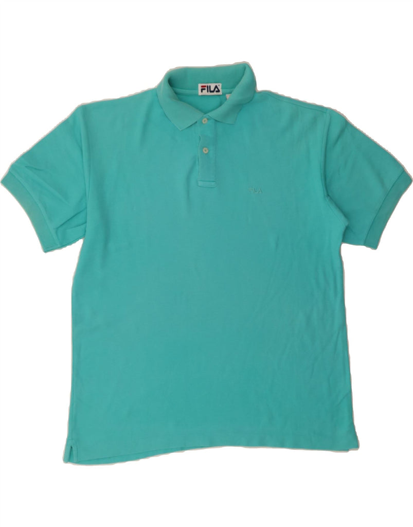 FILA Mens Polo Shirt IT 50 Medium Turquoise Cotton Vintage Fila and Second-Hand Fila from Messina Hembry 