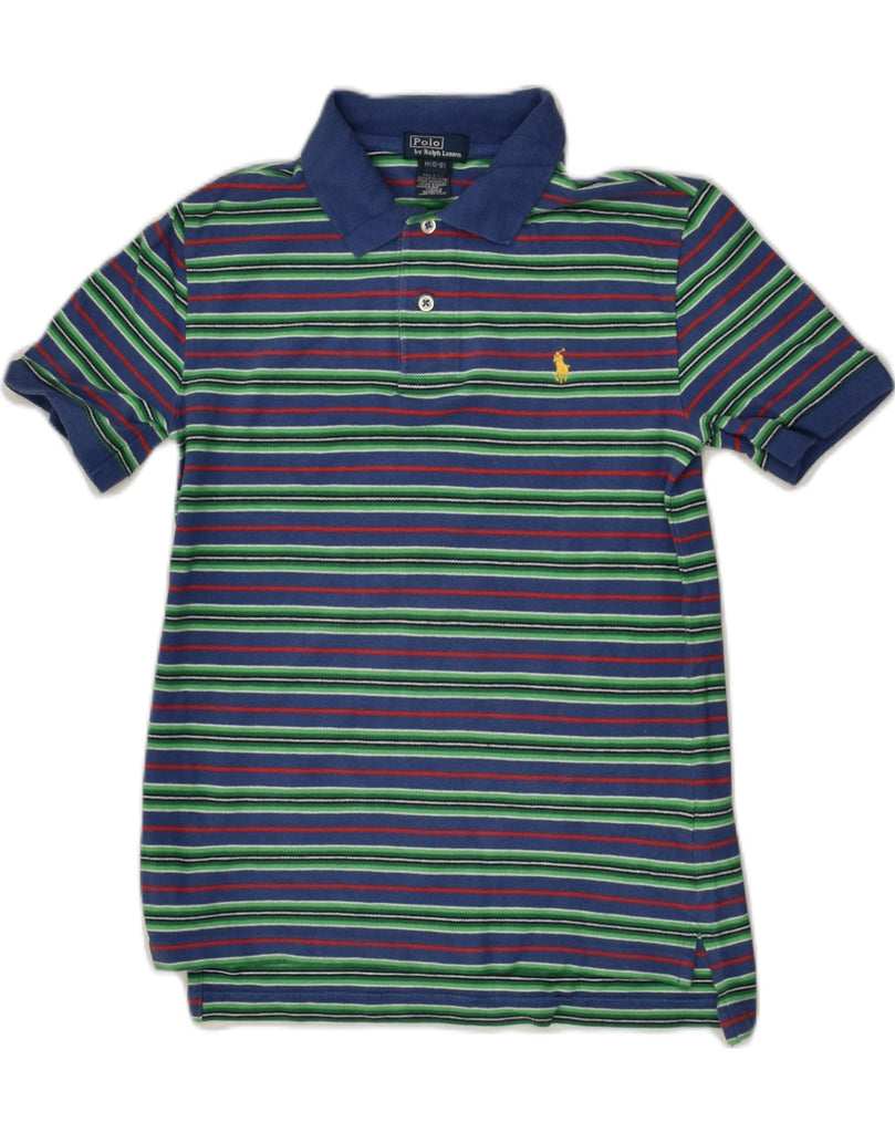 POLO RALPH LAUREN Boys Polo Shirt 10-11 Years Medium Navy Blue Striped | Vintage Polo Ralph Lauren | Thrift | Second-Hand Polo Ralph Lauren | Used Clothing | Messina Hembry 