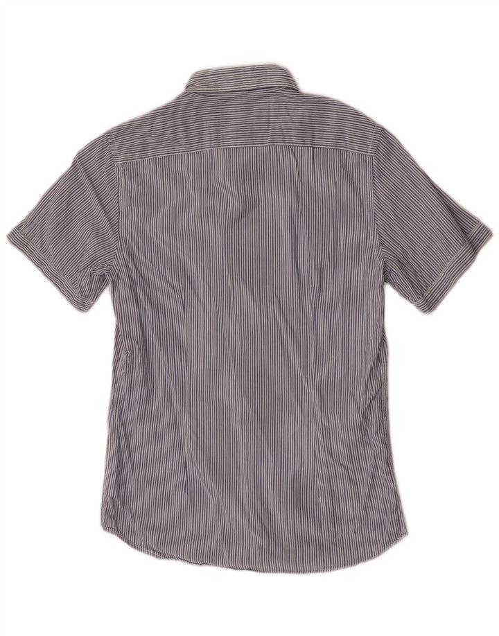 Marlboro Classics Mens Short Sleeve Shirt Medium Blue Striped