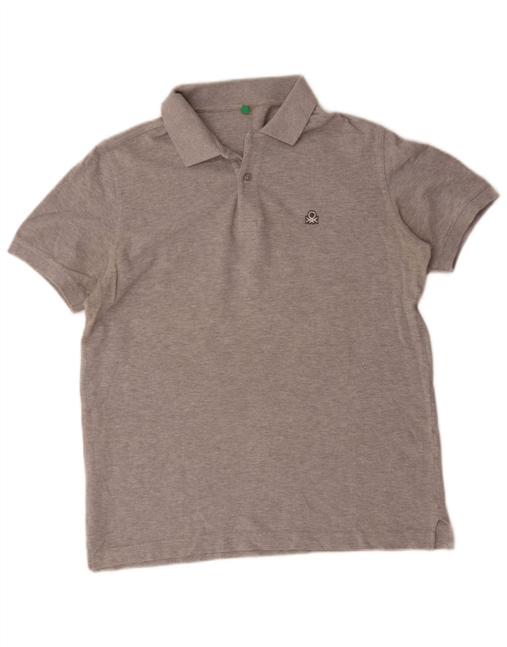 Benetton Mens Polo Shirt Medium Grey Flecked