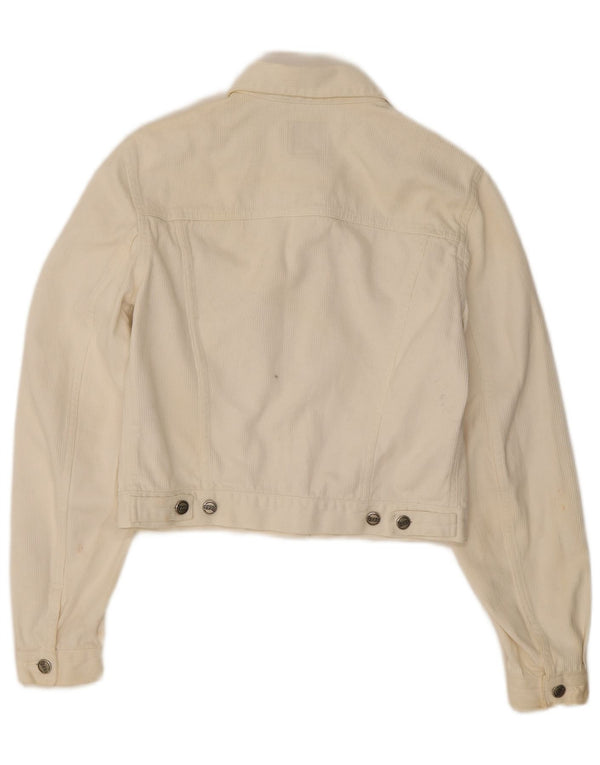 Gas Womens Crop Corduroy Jacket UK 16 Large Off White Cotton