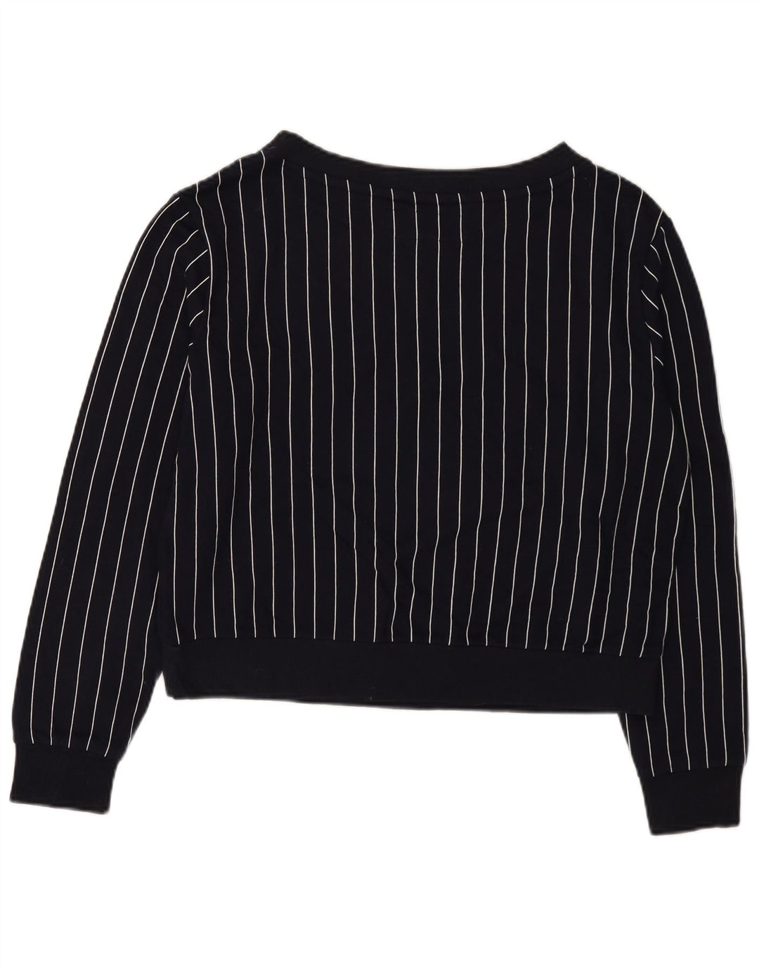 Benetton Womens Graphic Sweatshirt Jumper UK 14 Medium Navy Blue Striped
