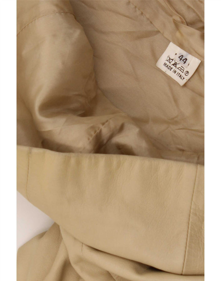 Vintage Womens 3 Button Leather Blazer Jacket IT 44 Medium Beige Leather