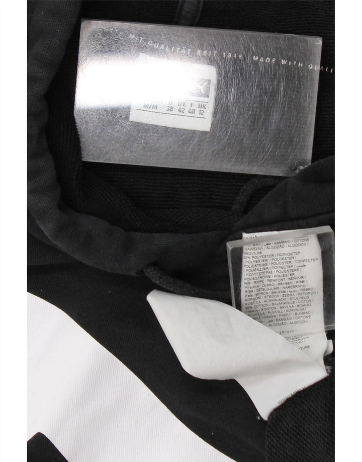 Puma Womens Graphic Oversized Hoodie Jumper UK 12 Medium Black Colourblock