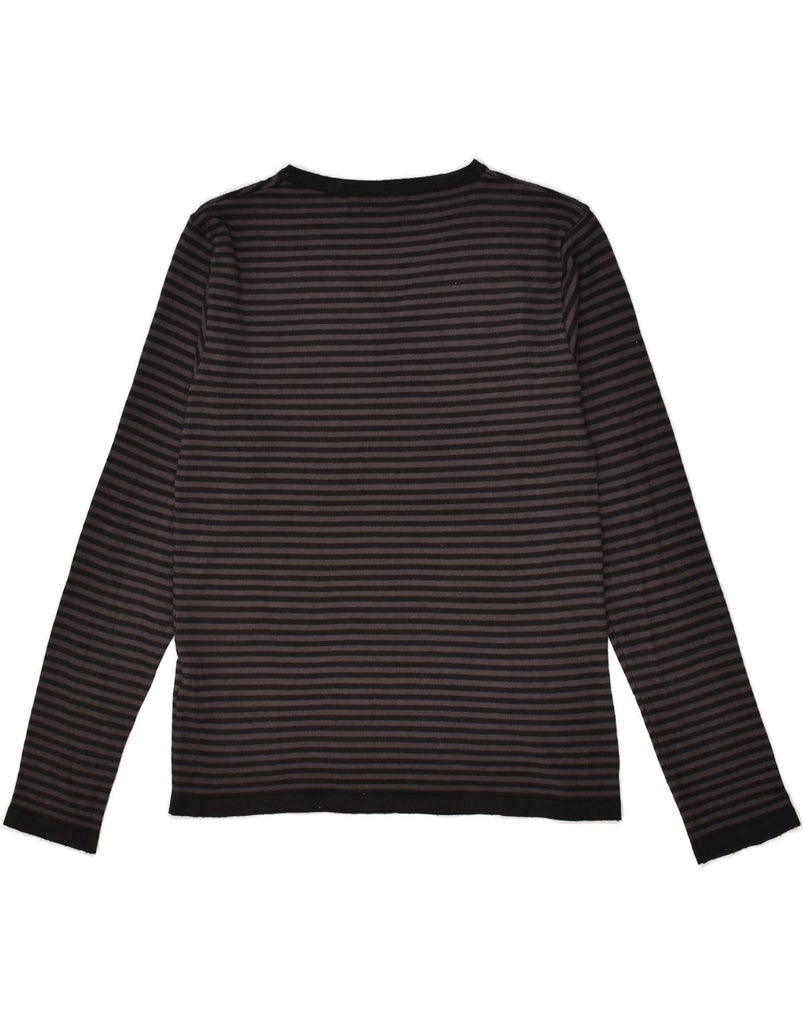 JULES Womens Graphic Top Long Sleeve UK 12 Medium Black Striped Cotton | Vintage Jules | Thrift | Second-Hand Jules | Used Clothing | Messina Hembry 