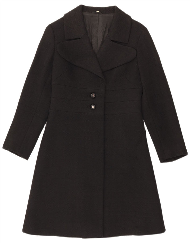 VINTAGE Womens Overcoat IT 44 Medium Black