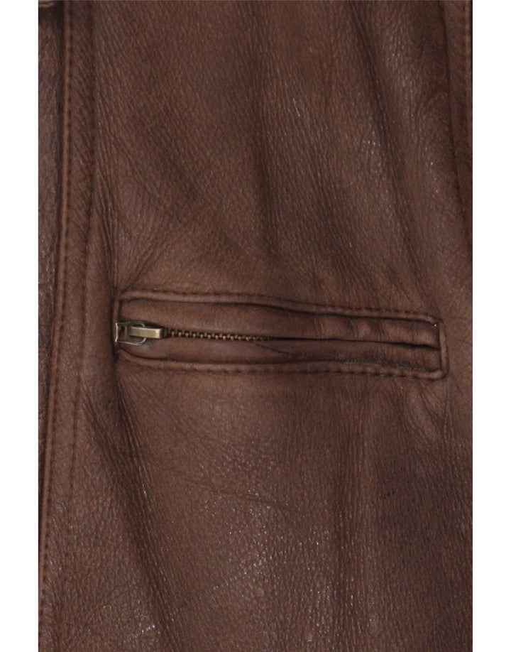 Vintage Mens Sherpa Leather Jacket UK 40 Large Brown