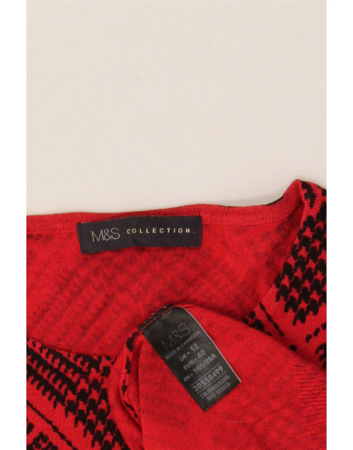Marks & Spencer Womens Boat Neck Jumper Sweater UK 12 Medium Red