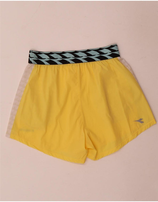 Diadora Womens Sport Shorts UK 14 Medium Yellow Colourblock