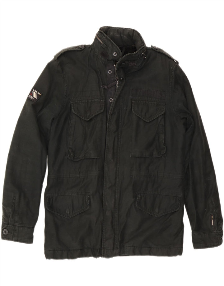 Superdry Mens Hooded Military Jacket UK 36 Small Black
