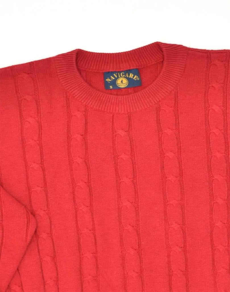 NAVIGARE Mens Crew Neck Jumper Sweater Small Red Cotton | Vintage Navigare | Thrift | Second-Hand Navigare | Used Clothing | Messina Hembry 