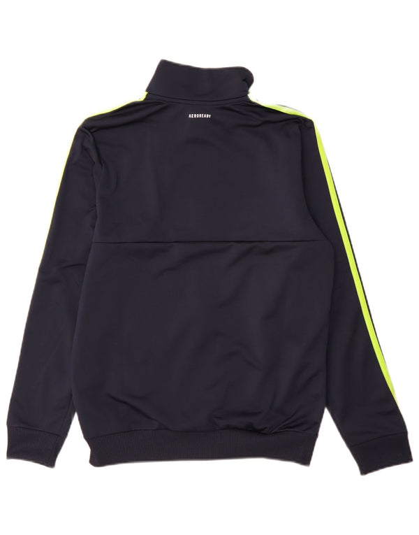 Adidas Boys Aeroready Tracksuit Top Jacket 13-14 Years Navy Blue Polyester
