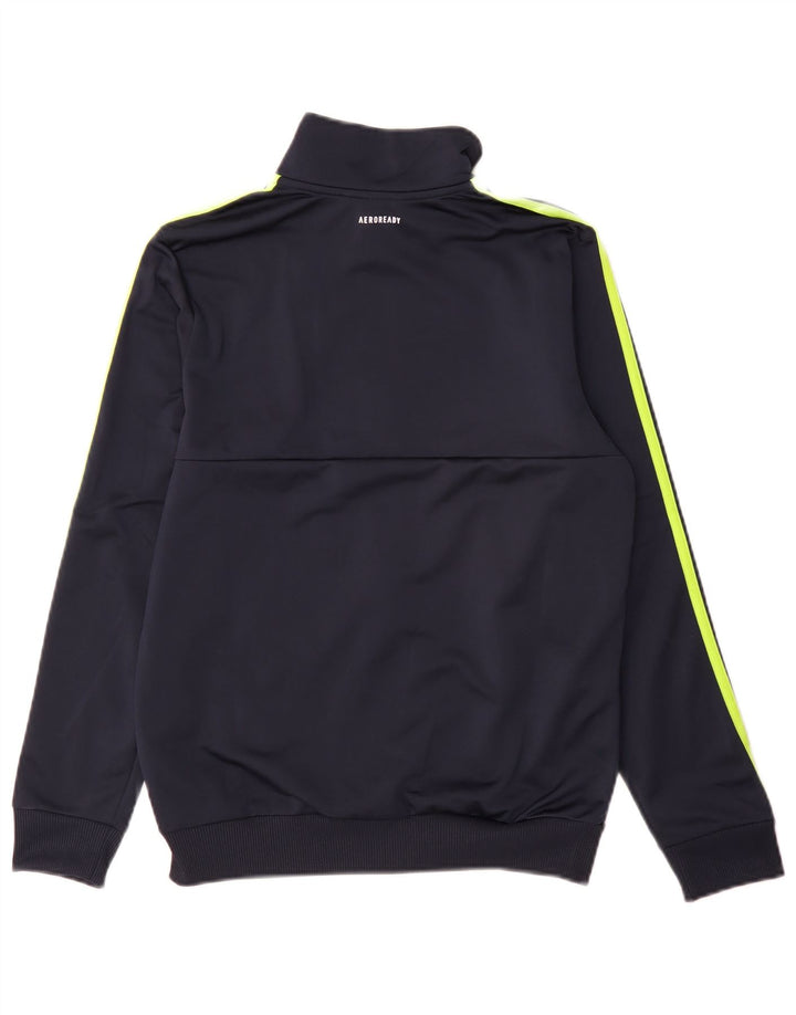 Adidas Boys Aeroready Tracksuit Top Jacket 13-14 Years Navy Blue Polyester