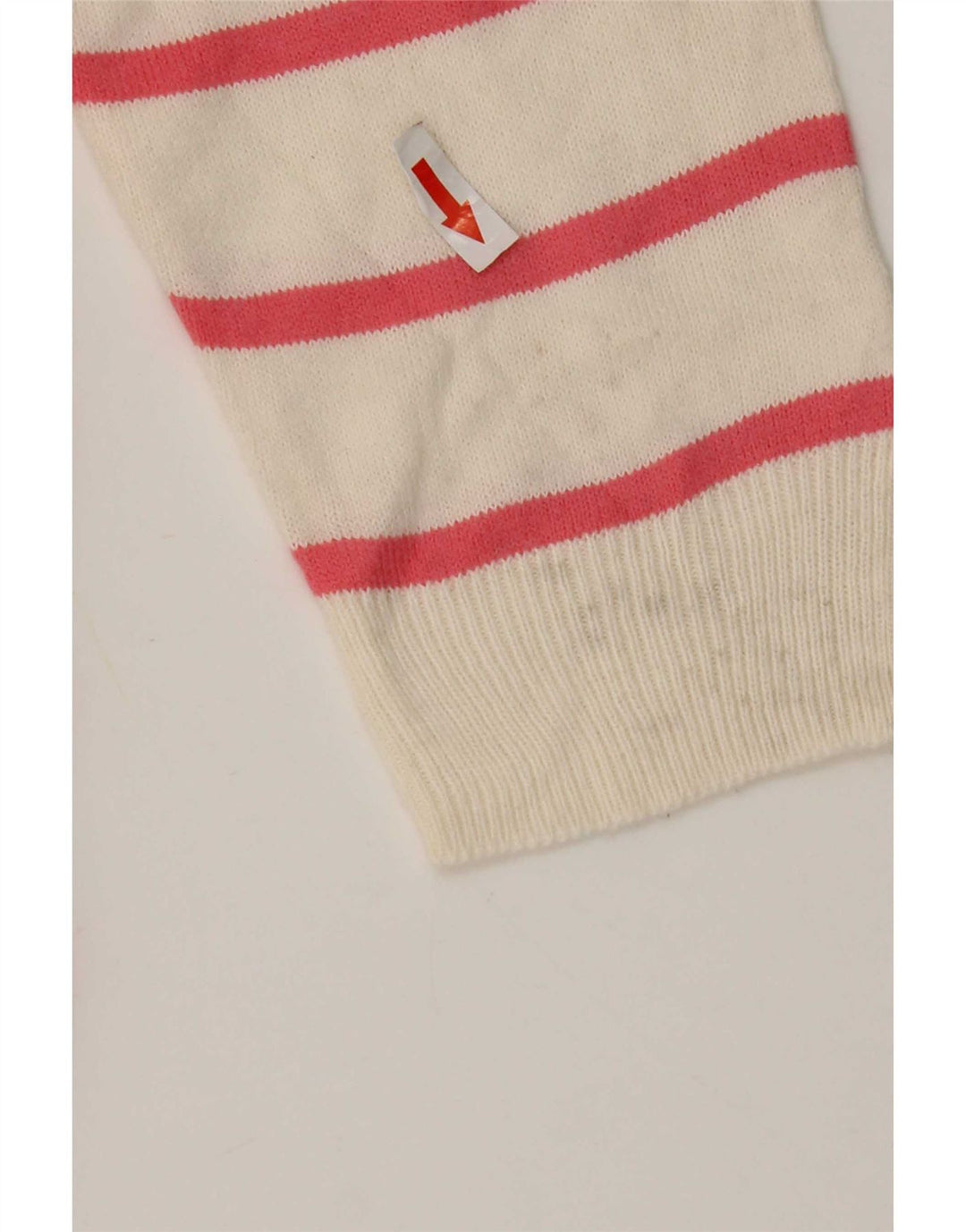 Marks & Spencer Womens V-Neck Jumper Sweater UK 14 Medium Pink Striped