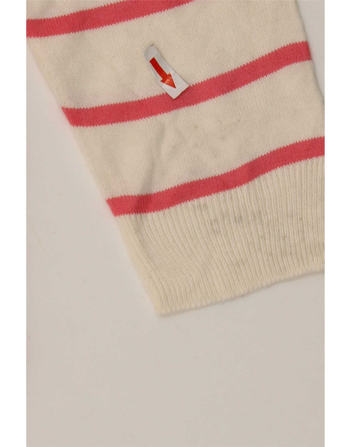 Marks & Spencer Womens V-Neck Jumper Sweater UK 14 Medium Pink Striped