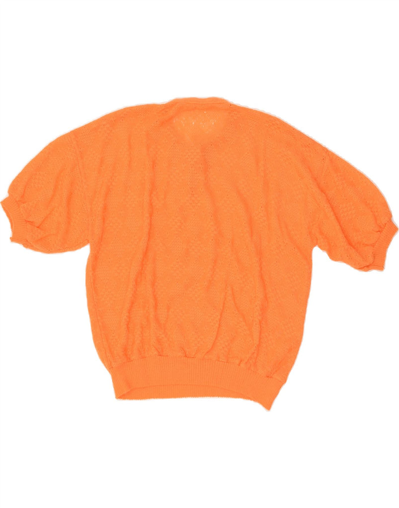 VINTAGE Womens Short Sleeve Crew Neck Jumper Sweater UK 16 Large  Orange Vintage Vintage and Second-Hand Vintage from Messina Hembry 