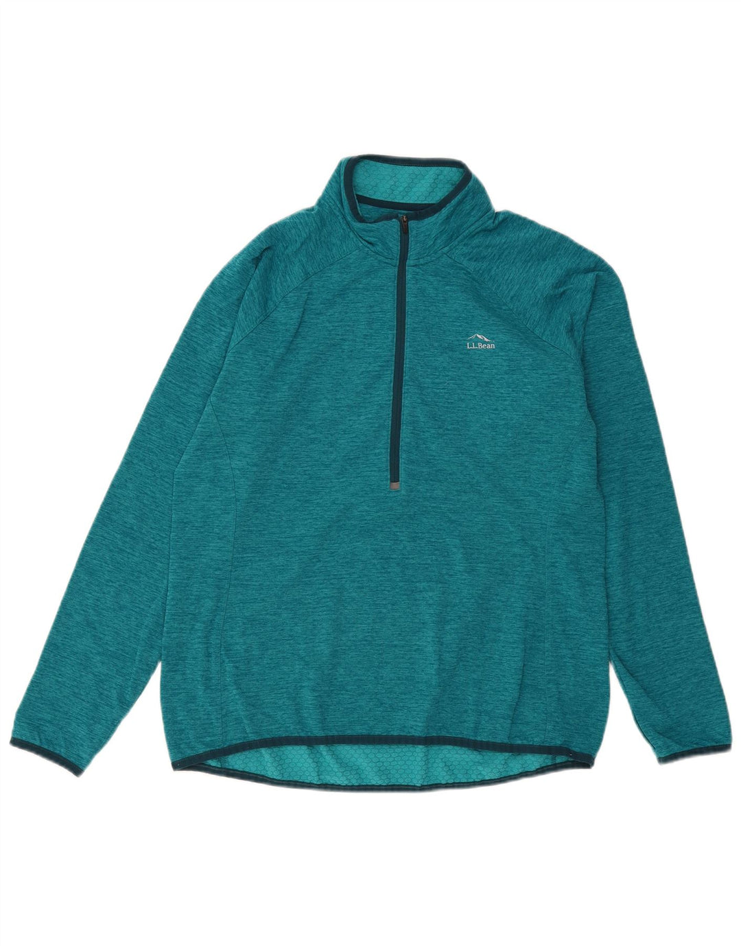 L.L.Bean Womens Zip Neck Pullover Tracksuit Top UK 16 Large Green Polyester
