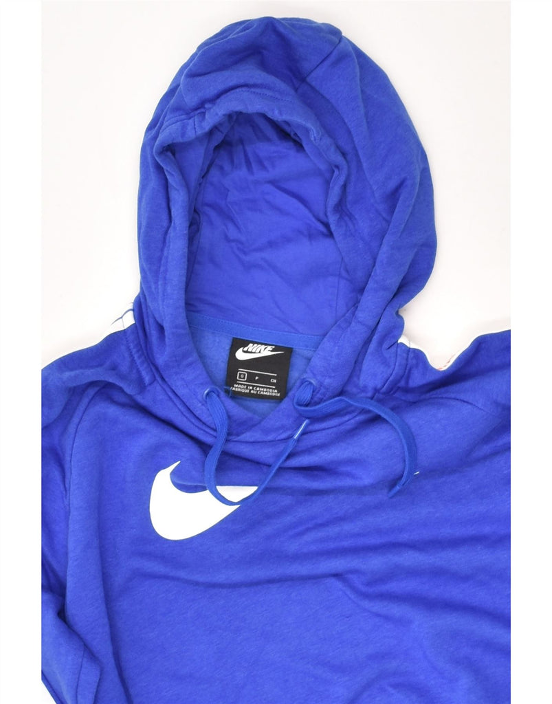 NIKE Womens Oversized Crop Hoodie Jumper UK 10 Small Blue Cotton | Vintage Nike | Thrift | Second-Hand Nike | Used Clothing | Messina Hembry 