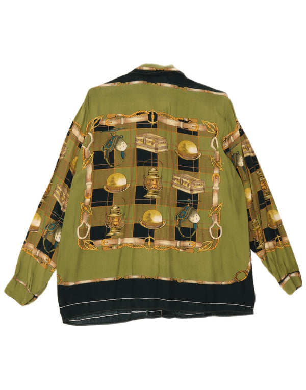 Vintage Womens Abstract Pattern Shirt UK 18 XL Green