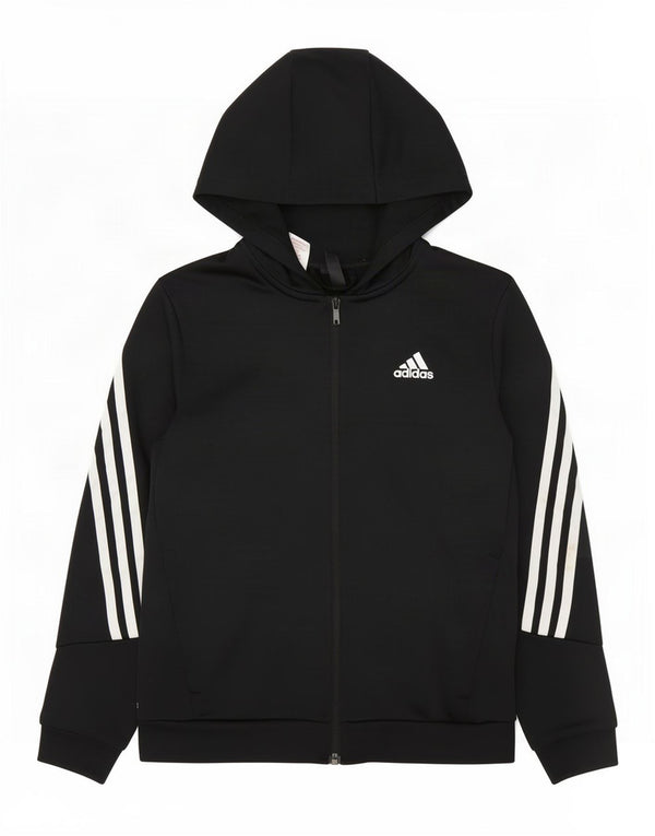 Adidas Boys Aeroready Zip Hoodie Sweater 11-12 Years Black Polyester
