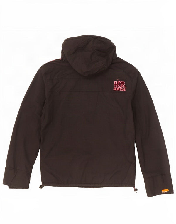 Superdry Womens Hooded Windbreaker Jacket UK 18 XL Black Nylon