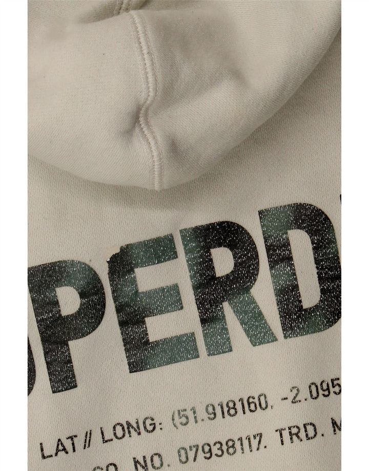 Superdry Mens Graphic Hoodie Jumper Medium White Cotton