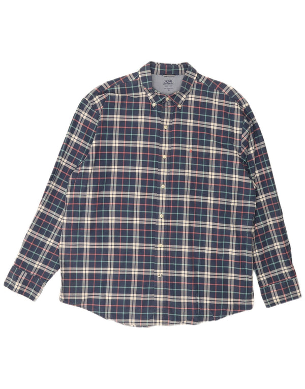 Izod Mens Salt Water Classic Fit Relaxed Fit Shirt XL Navy Blue Check