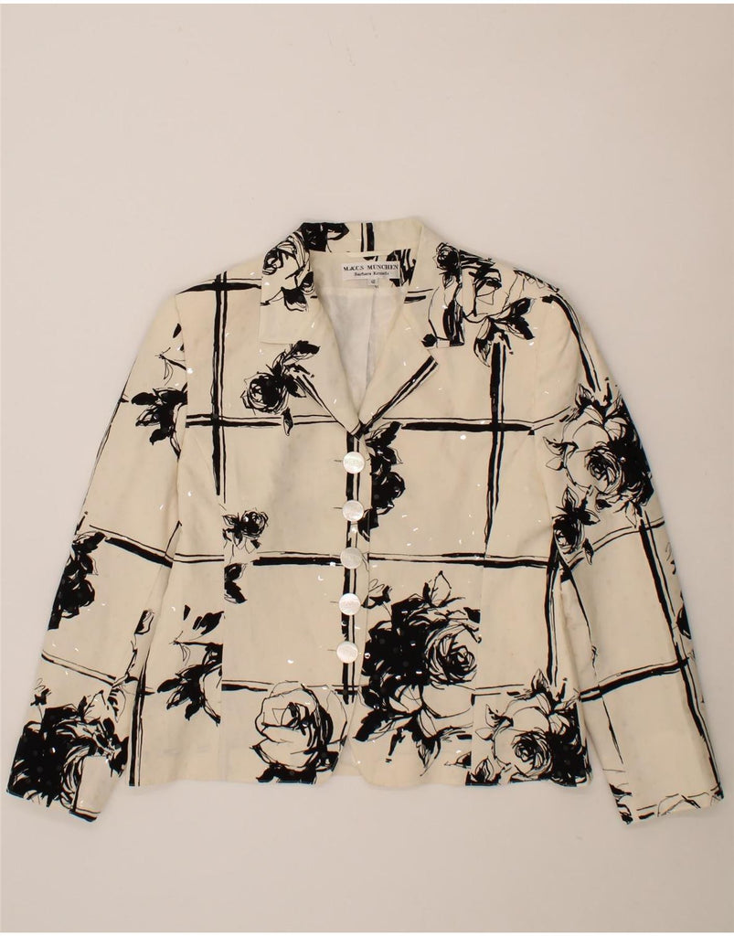 BARBARA KESSELS Womens 5 Button Blazer Jacket EU 40 Medium Beige Floral Vintage Barbara Kessels and Second-Hand Barbara Kessels from Messina Hembry 