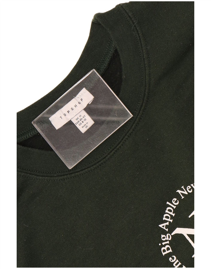Topshop Womens Graphic Sweatshirt Jumper UK 14 Medium Green