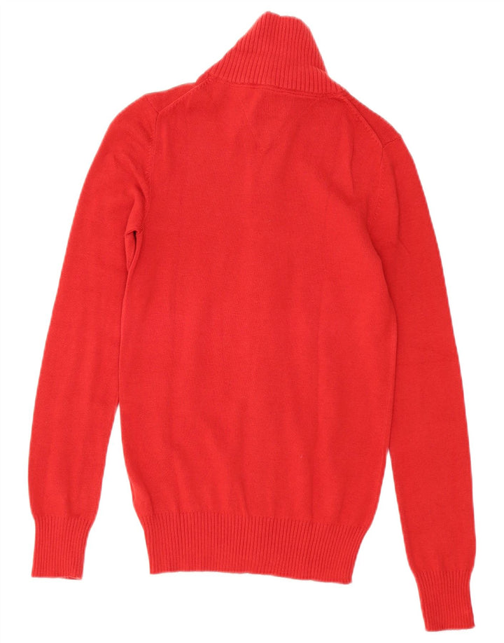 Tommy Hilfiger Mens Cardigan Sweater Small Red Cotton