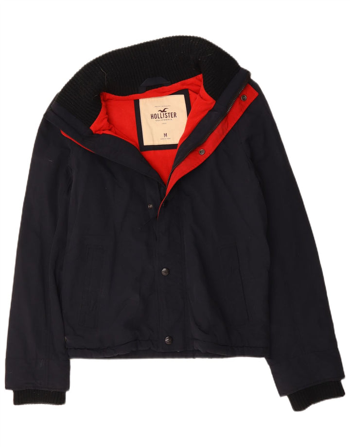 Hollister Mens Windbreaker Jacket UK 38 Medium Navy Blue Polyester