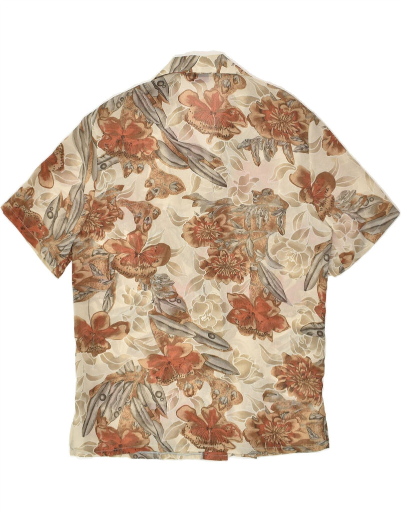 VINTAGE Womens See Through Short Sleeve Shirt UK 18 XL Brown Floral | Vintage Vintage | Thrift | Second-Hand Vintage | Used Clothing | Messina Hembry 