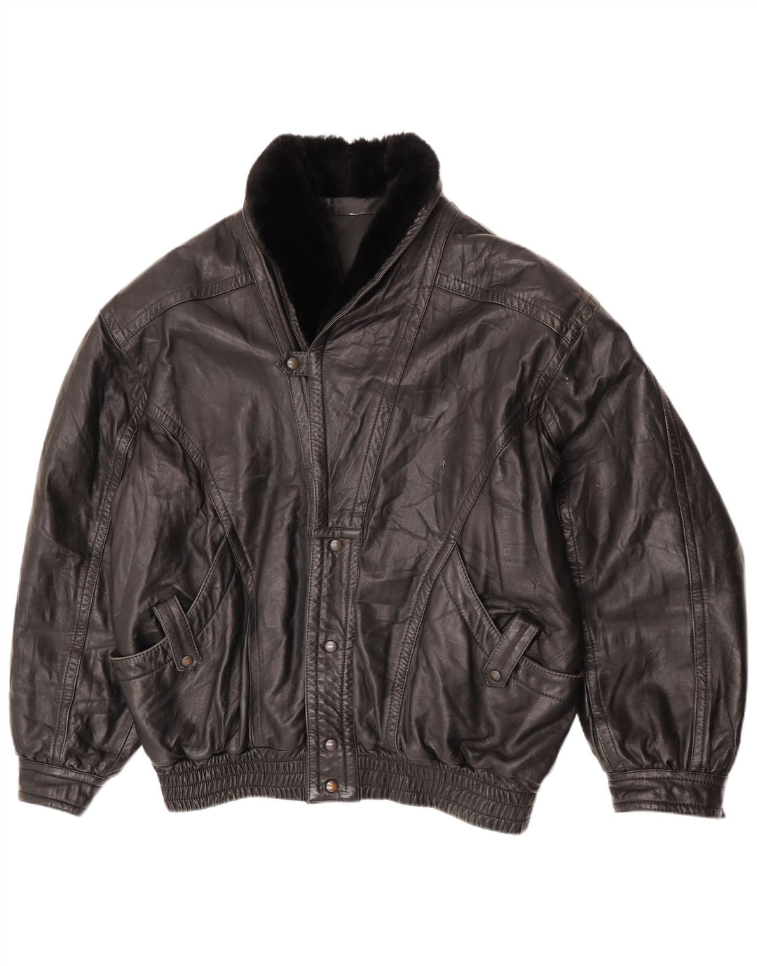 Vintage Mens Leather Jacket UK 42 XL Black Leather