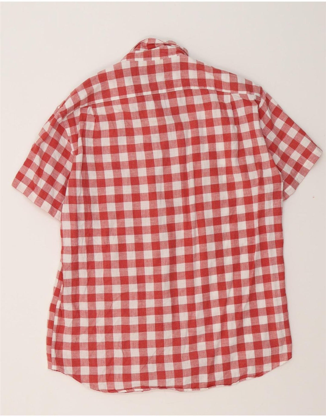 J. CREW Mens Slim Short Sleeve Shirt Large Red Check Cotton
