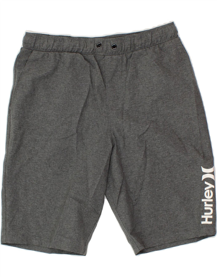 HURLEY Mens Graphic Chino Shorts Large W32 Grey Polyester Vintage Hurley and Second-Hand Hurley from Messina Hembry 