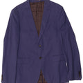 Zara Mens 2 Button Blazer Jacket EU 48 Medium Navy Blue Cotton