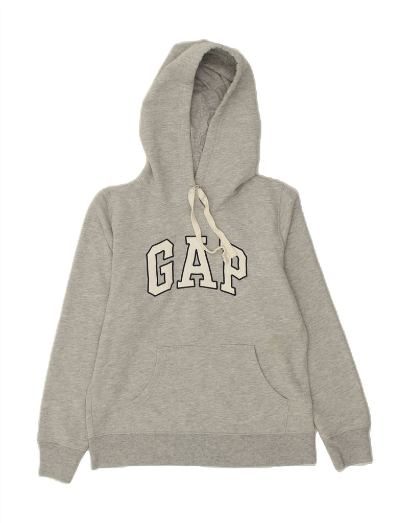 GAP Womens Loose Fit Graphic Hoodie Jumper UK 6 XS Grey Cotton | Vintage Gap | Thrift | Second-Hand Gap | Used Clothing | Messina Hembry 