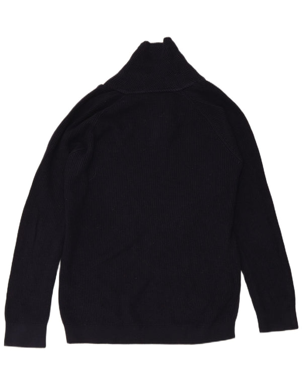 ZARA Mens Shawl Neck Jumper Sweater Medium Navy Blue Cotton