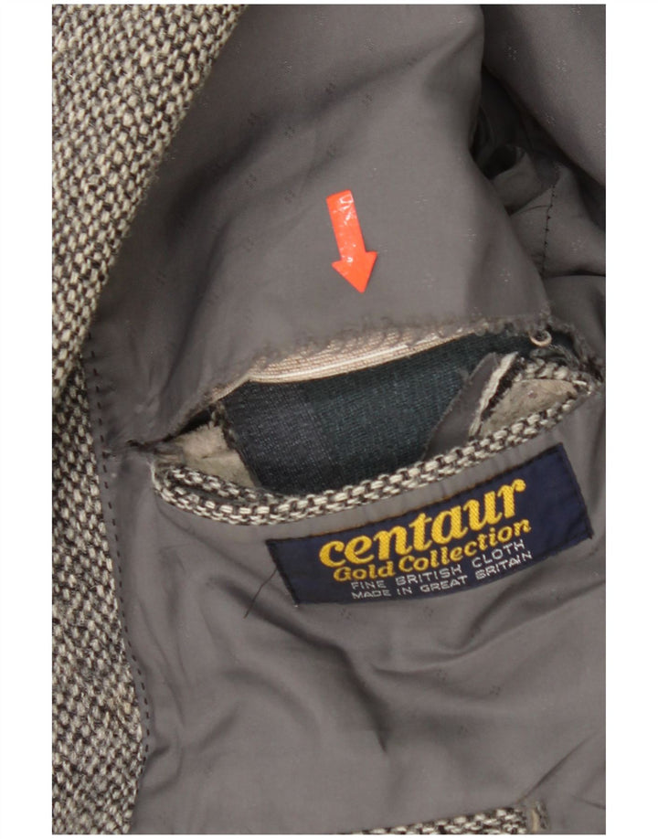 Centaur Mens Harris Tweed Blazer Jacket UK 38 Medium Grey Herringbone
