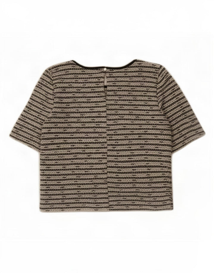 Oasis Womens Oversized Blouse Top UK 10 Small Black Striped Cotton