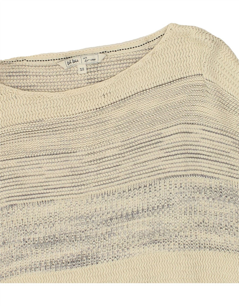 FAT FACE Womens Crop 3/4 Sleeve Boat Neck Jumper Sweater UK 18 XL Beige Vintage Fat Face and Second-Hand Fat Face from Messina Hembry 