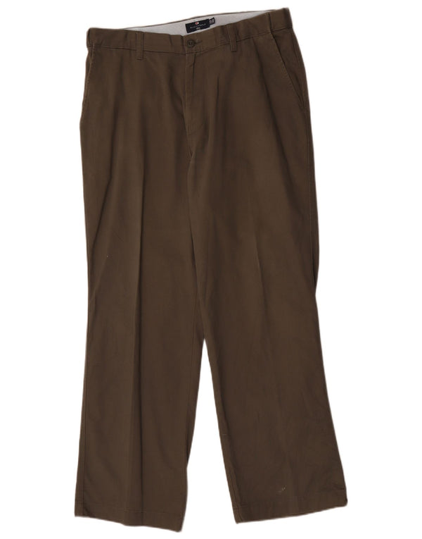 Marks & Spencer Mens Blue Harbour Straight Chino Trousers W34 L29 Brown