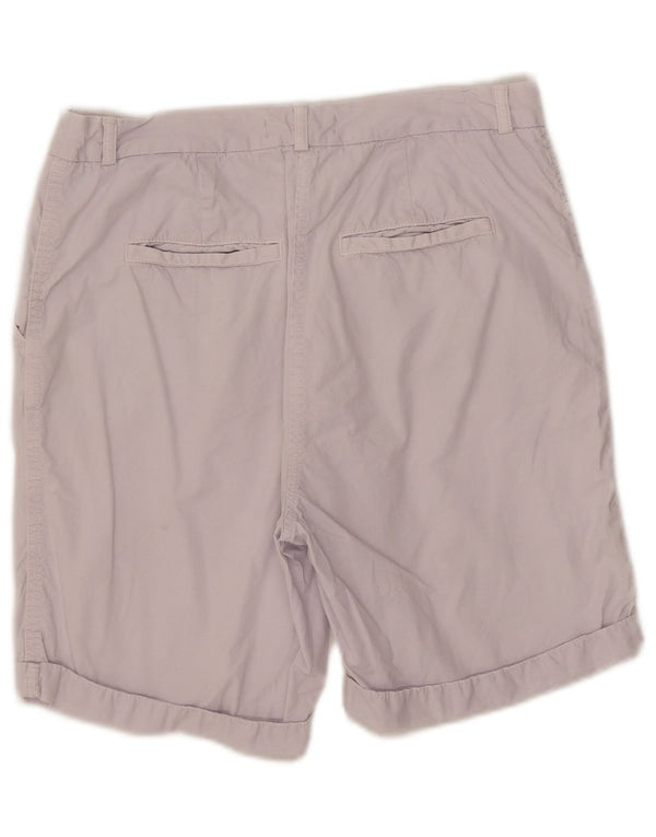 Marks & Spencer Womens High Waist Chino Shorts UK 12 Medium W32 Grey Cotton