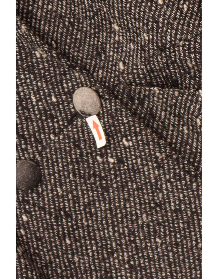 Vintage Womens Double Breasted Blazer Jacket EU 42 Large Black Flecked Wool