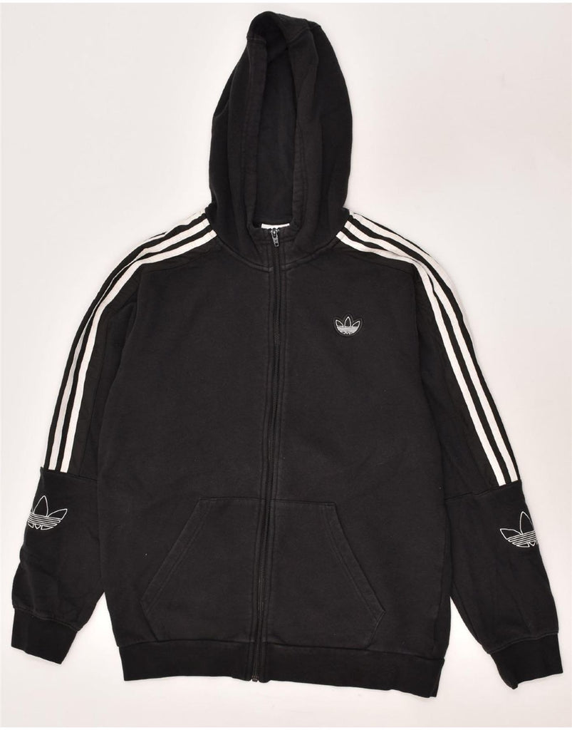 ADIDAS Mens Graphic Zip Hoodie Sweater Medium Black Cotton | Vintage Adidas | Thrift | Second-Hand Adidas | Used Clothing | Messina Hembry 