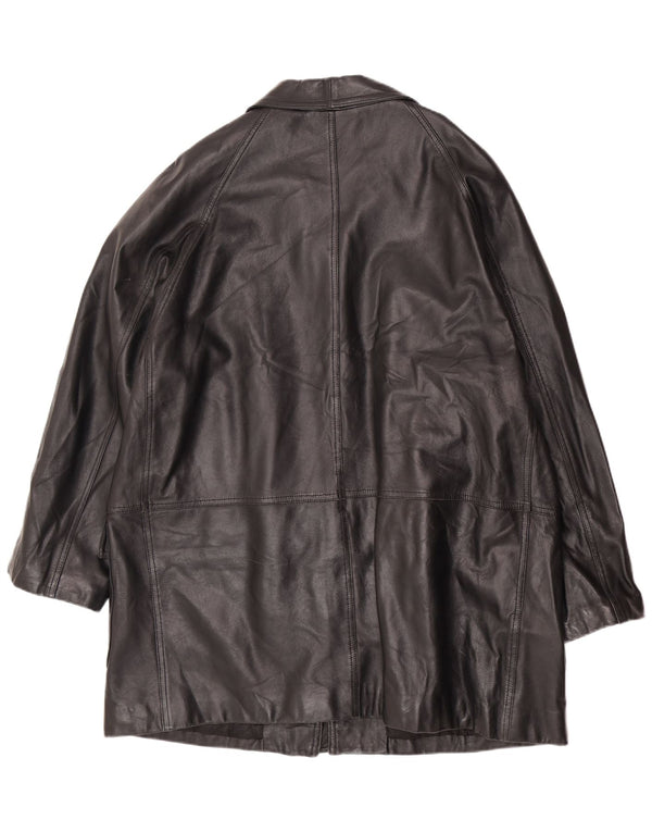 Vintage Mens Leather Coat UK 42 XL Black
