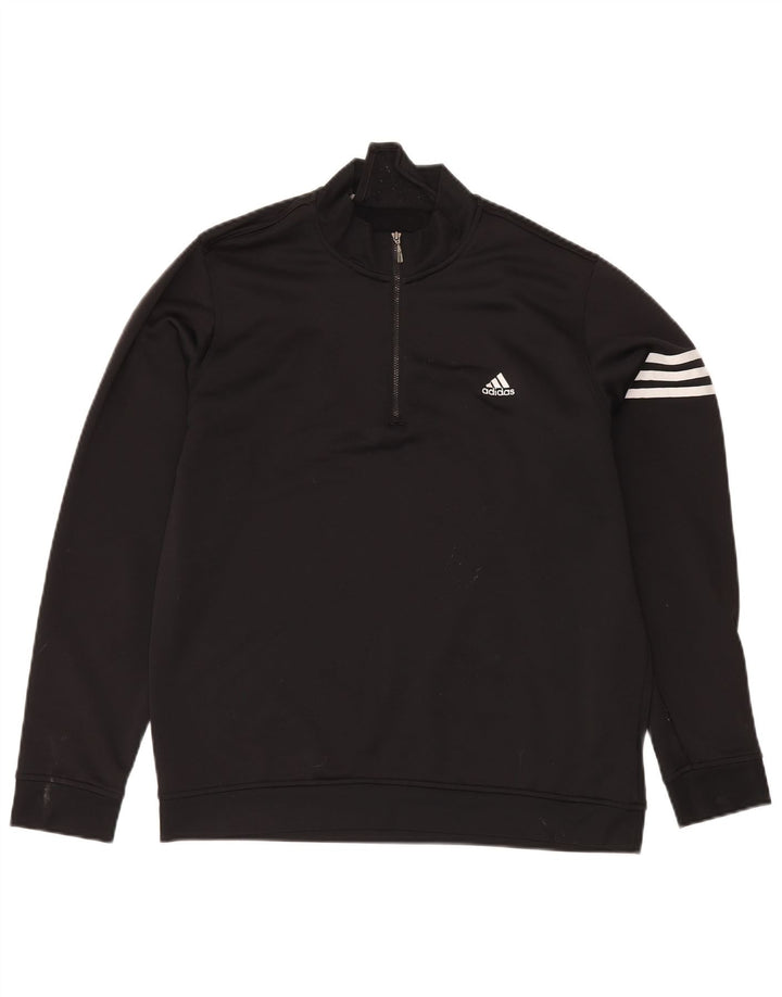 Adidas Mens Climalite Zip Neck Sweatshirt Jumper Large Black Polyester